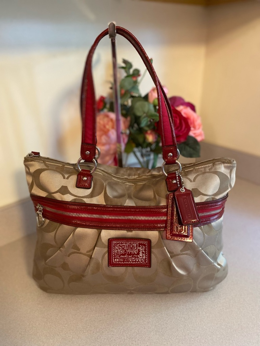 Coach 2012 Poppy Signature Glam Tote